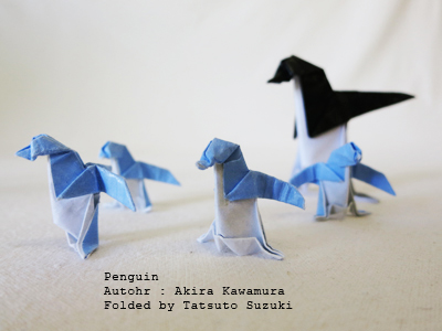 Photo Origami Penguin, Author : Akira Kawamura, Folded by Tatsuto Suzuki